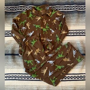 CARTER'S KIDS BROWN DINOSAURS PRINT PAJAMA SET  SIZE 12